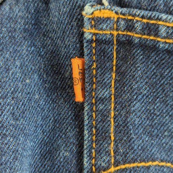Vintage Levis Orange Tab Jeans Mens 38 (Fits 34x27) Blue Dark Wash Straight - Picture 4 of 13